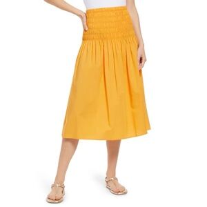 NWT Rails Women’s Medium Marigold Selena Smocked Waist Casual Cotton Midi Skirt